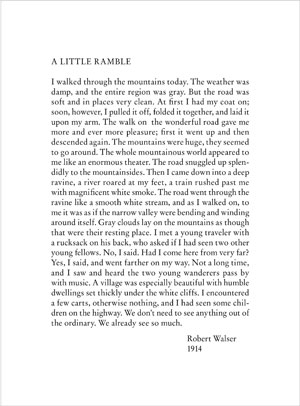 Robert Walser A Little Ramble